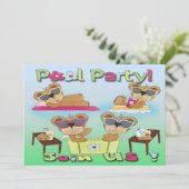 Teddy Bear Pool Party-uitnodigingen Kaart (Staand voorkant)