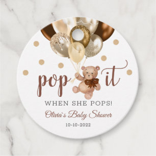 Teddy Bear Pop het als ze Baby shower Gift Pop Bedankjes Labels