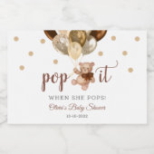 Teddy Bear Pop het als ze Baby shower Gift Pop Sparkling Wijnetiket (Enkel label)