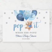 Teddy Bear Pop het als ze Baby shower Gift Pop Sparkling Wijnetiket (Enkel label)
