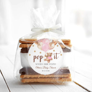 Teddy Bear Pop Het Baby shower Favor Gift Ronde Sticker