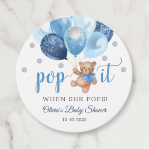 Teddy Bear Pop Het Baby shower Favors Gift Labels
