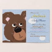 Teddy Bear Powder Blue Baby Shower Folie Kaarten (Binnen)
