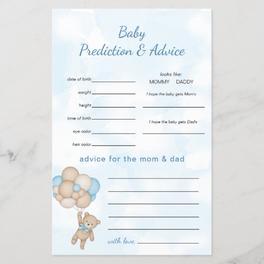 Teddy Bear Predictions and Advice Flyer (Voorkant)
