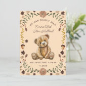 Teddy Bear Pregnancy Gender Neutral Aankondiging (Staand voorkant)