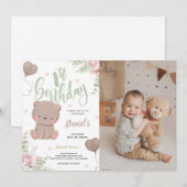 Teddy Bear Premier anniversaire Carte photo de l'i (Devant / Derrière)