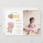 Teddy Bear Première Invitation à l'anniversaire av (Devant)
