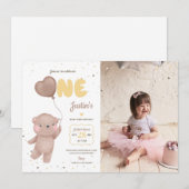 Teddy Bear Première Invitation à l'anniversaire av (Devant / Derrière)