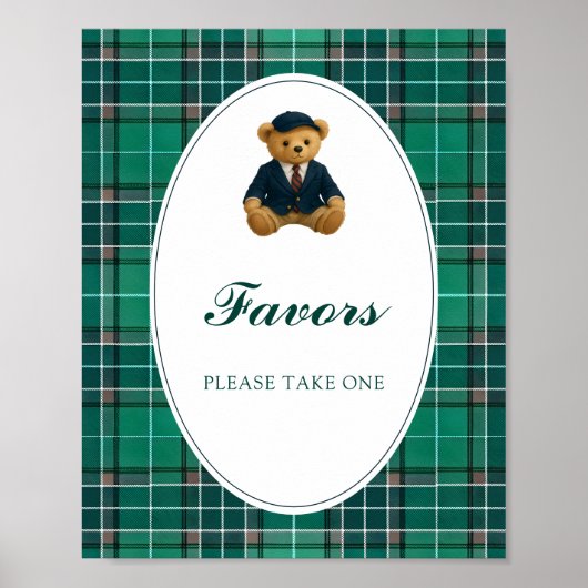 Teddy Bear Preppy-Baby shower begunstigt Poster (Voorkant)