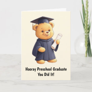 Teddy Bear Preschool Afstuderen Kaart