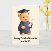 Teddy Bear Preschool Afstuderen Kaart (Gele Bloem)