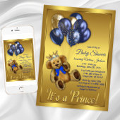 Teddy Bear Prince Baby Shower Invitation