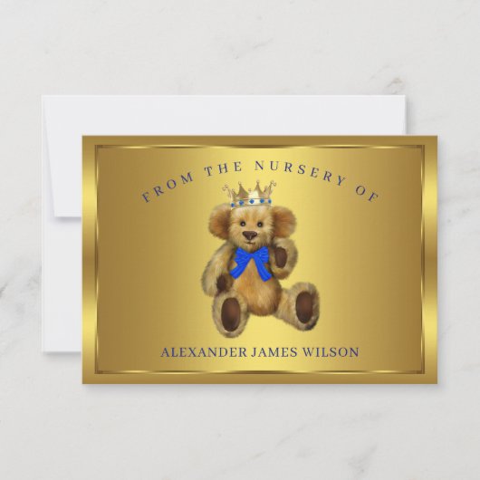 Teddy Bear Prince Baby shower Merci Cartes (Devant)