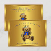 Teddy Bear Prince Baby shower Merci Cartes (Devant / Derrière)