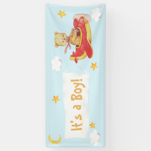 *~* Teddy Bear Pulling Het is een Jongen Stars Moo Spandoek (Verticaal)