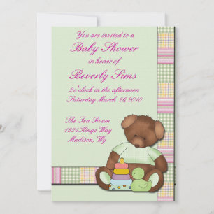 Teddy Bear Quilt Baby shower Kaart