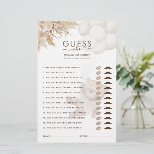 Teddy Bear raad eens wie Baby shower is (Staand voorkant)