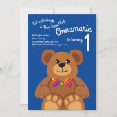 Teddy Bear Rainbow 1st Birthday Cute Invitations (Devant)
