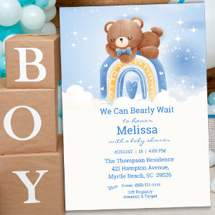 Teddy Bear Rainbow Boys Baby shower Kaart