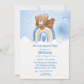 Teddy Bear Rainbow Boys Baby shower Kaart (Voorkant)