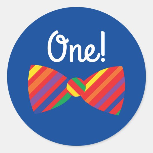 Teddy Bear Rainbow Cute 1e verjaardag Ronde Sticker (Voorkant)