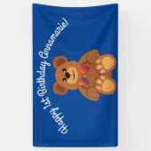 Teddy Bear Rainbow Cute 1e verjaardag Spandoek (Verticaal)