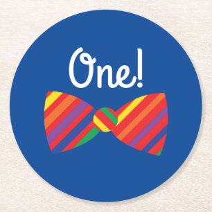 Teddy Bear Rainbow Cute Kind Birthday Party Ronde Kartonnen Onderzetter