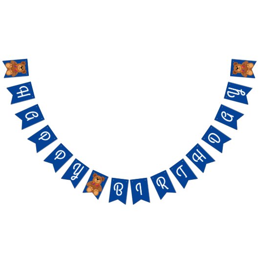 Teddy Bear Rainbow Cute Kind Birthday Party Vlaggetjes (Alle)