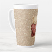 Teddy Bear Red Heart Gold Glitter Latte Mok (Linkerhoek)