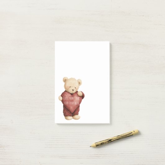 Teddy Bear Red Heart Post-it® Notes (Op bureau)
