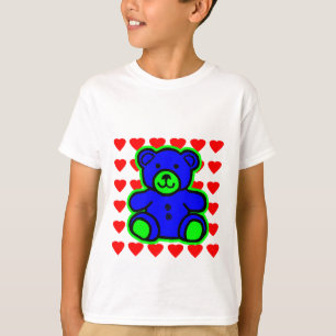Teddy Bear Red Hearts Green Blue Gibney Het museum T-shirt