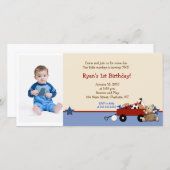 Teddy Bear Red Wagon 8x4 Birthday-fotokaart (Voorkant / Achterkant)
