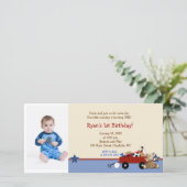 Teddy Bear Red Wagon 8x4 Birthday-fotokaart (Staand voorkant)