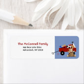 Teddy Bear Red Wagon ÉTIQUETTES DE ADRESSE IMPRIMA (En situation)