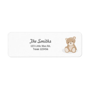 Teddy Bear Return Address Labels White
