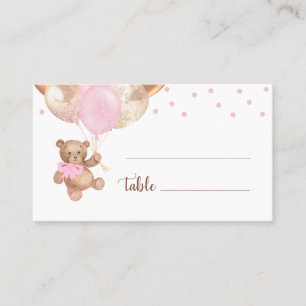 Teddy Bear Roos Gold Balloons Baby shower  Plaatskaartje
