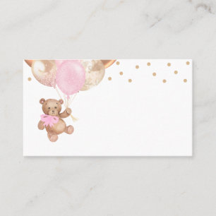 Teddy Bear Roos Gold Balloons Baby shower Plaatskaartje