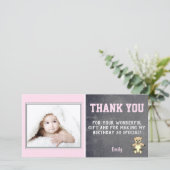 Teddy Bear Rose Girl Anniversaire Merci Carte phot (Debout devant)