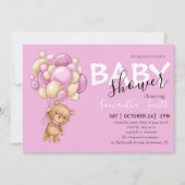 Teddy Bear Rose Girl Invitations (Devant)