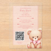 Teddy Bear Roze Baby shower Acryluitnodiging Acryl Uitnodigingen (Voorkant)