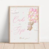 Teddy Bear Roze Baby shower Kaarten & geschenken Poster