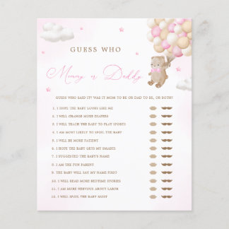 Teddy Bear Roze Baby shower Mama of Daddy Game