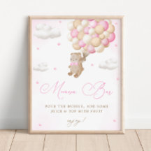 Teddy Bear Roze Baby shower Mimosa Bar