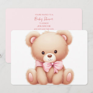 Teddy Bear roze Baby shower uitnodiging