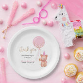 Teddy Bear Roze Ballon Meisje Baby shower Dank u Papieren Bordje (Feest)