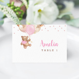 Teddy Bear Roze Ballonnen Baby Shower Plaatskaart Kaart
