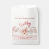 Teddy Bear Roze Ballonnen Meisje Verjaardag Dank u Bedankzakje (Voorkant)