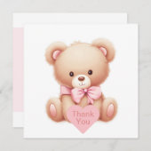 Teddy Bear roze bedankkaart (Voorkant / Achterkant)