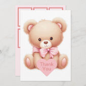 Teddy Bear Roze Fotocollage Dank u kaart (Voorkant / Achterkant)