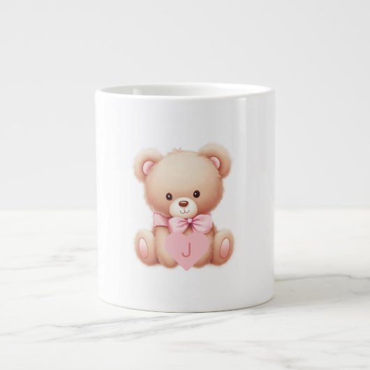 Teddy Bear Roze Monogram Specialiteit Mok (Voorkant)